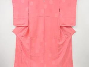 リサイクル　未使用品　亀甲に草花模様織り出し一つ紋色無地着物